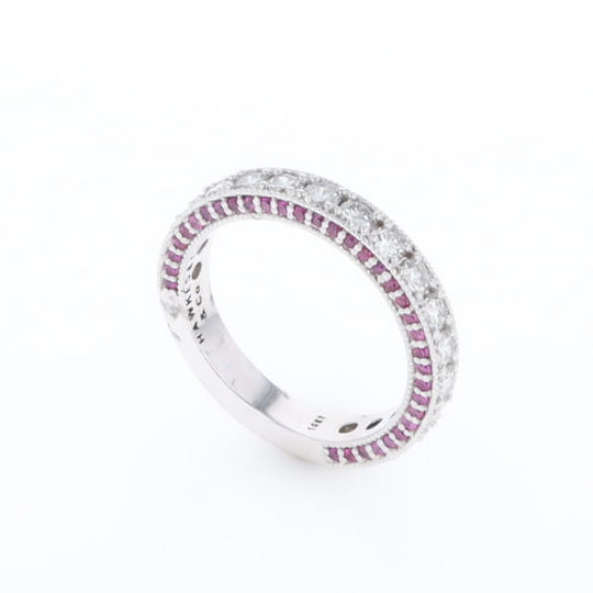 Diamond and Pink Sapphire Wedding Band