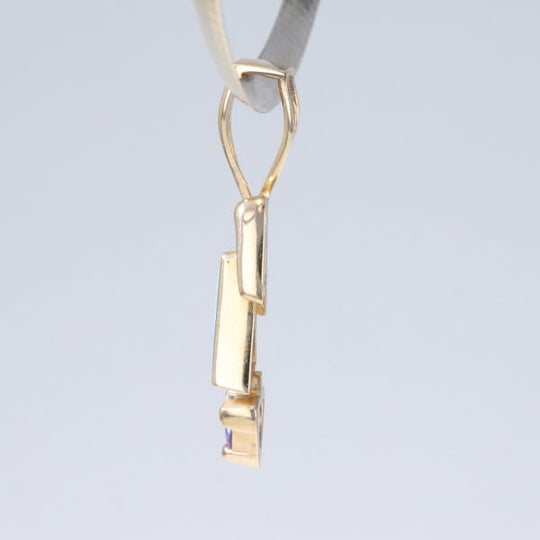 Opal Pendant Triangle Inlaid Design with Trillion Cut Tanzanite
