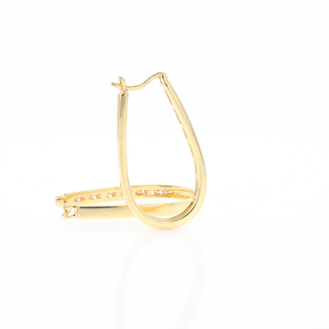 U-Shaped Channel Set Diamond Hoop Earrings