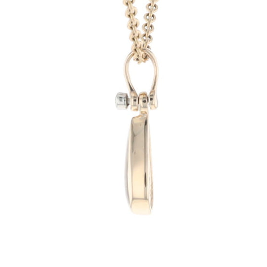 Gold Quartz Pendant Tear Drop Inlaid Design with .02ct Diamond