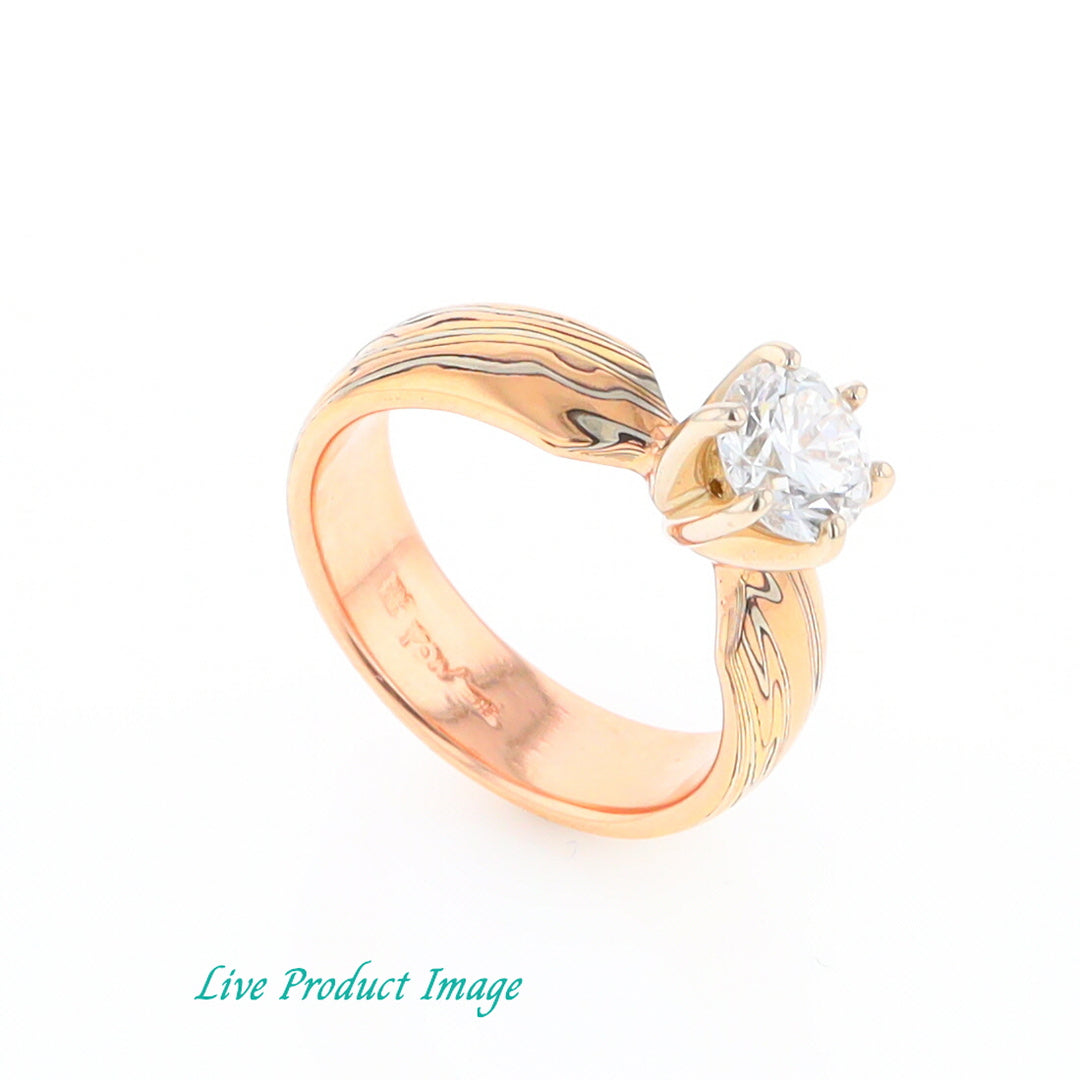 MoKume Gane Solitaire Diamond Ring