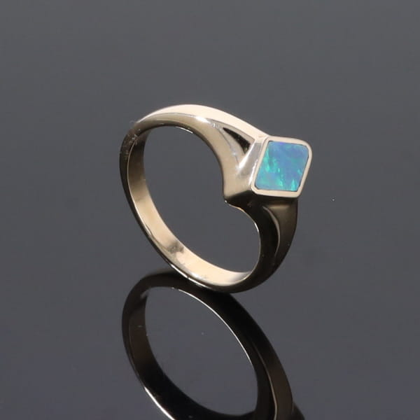 Opal Rings Diamond Shape Inlaid Design