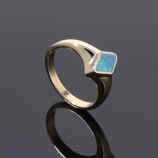Opal Rings Diamond Shape Inlaid Design