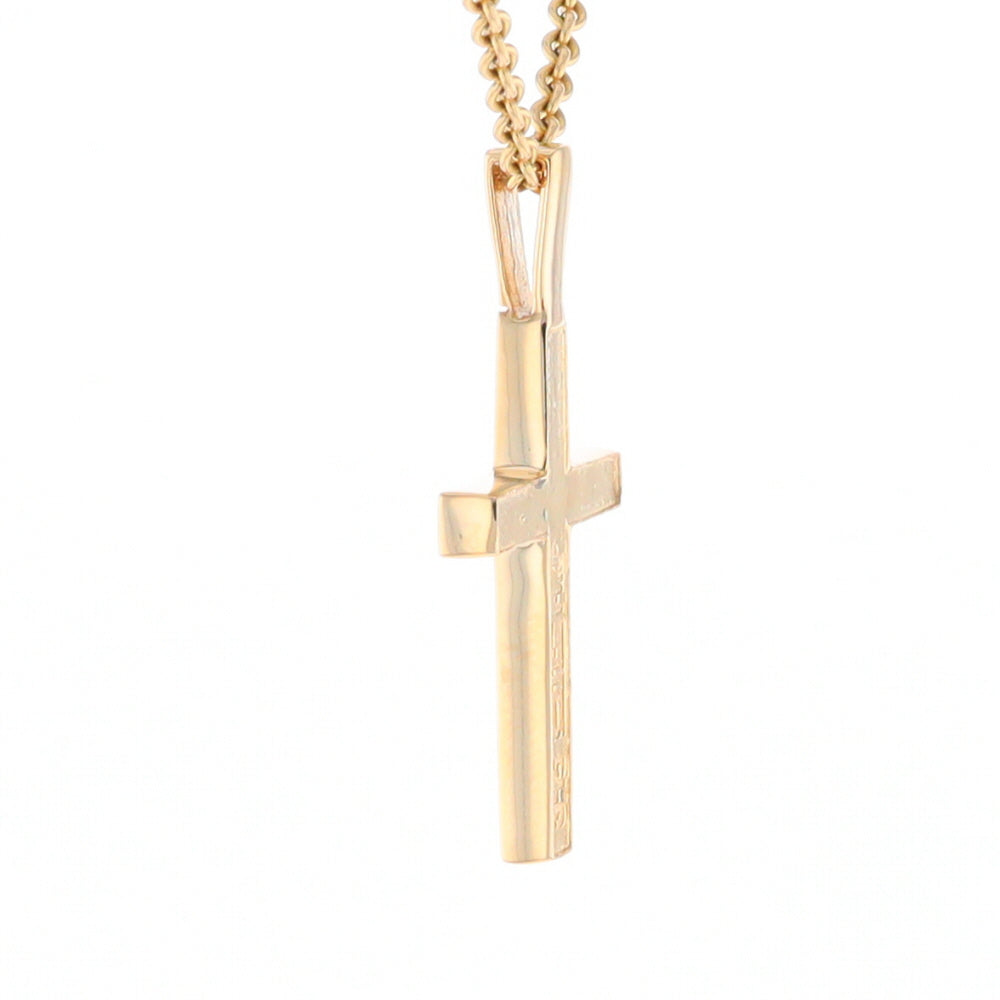 Gold Quartz Necklace 4 Section Inlaid Design Cross Pendant