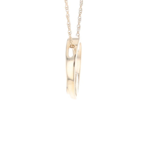 Gold Quartz Pendant Open Circle Design Round Inlay Pendant