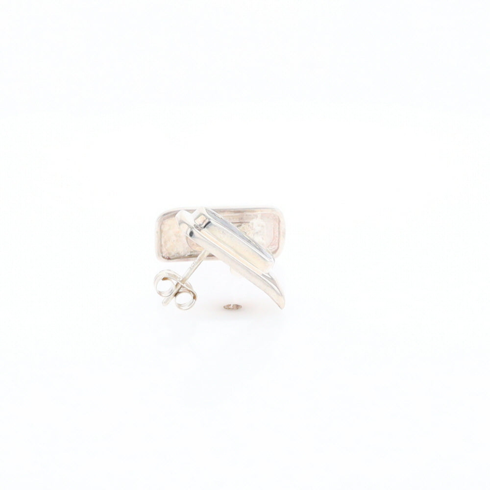 Gold Quartz Inlaid Rectangle Stud Earrings - G3