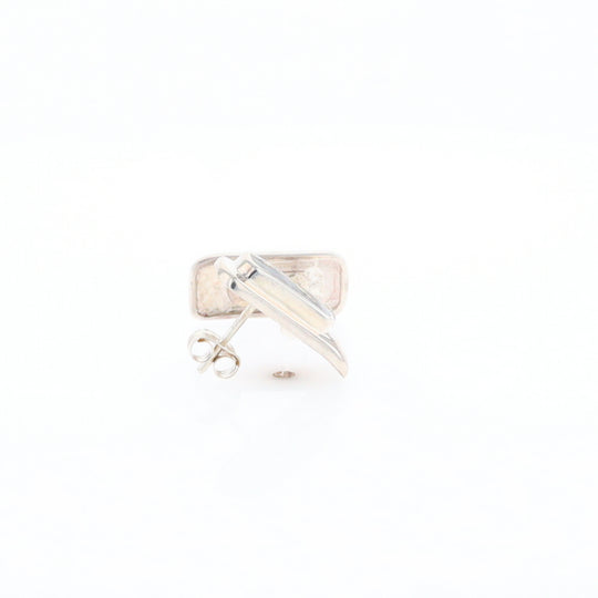 Gold Quartz Inlaid Rectangle Stud Earrings - G3