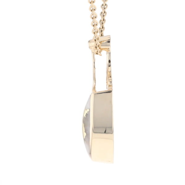 Gold Quartz Triangulare Inlaid Pendant with Diamond Accent
