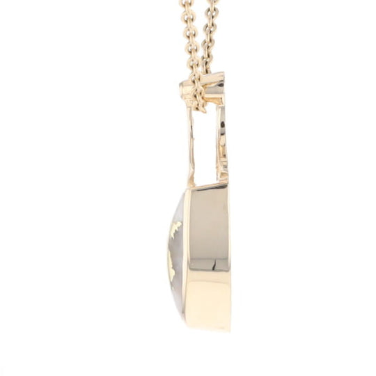 Gold Quartz Triangulare Inlaid Pendant with Diamond Accent