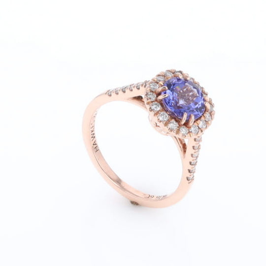 Rose Gold Tanzanite Halo Ring