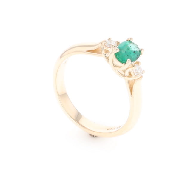 Emerald Three-Stone Trellis Ring