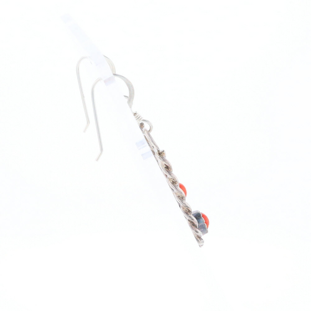 Native American Tear Drop Twist Coral Earrings