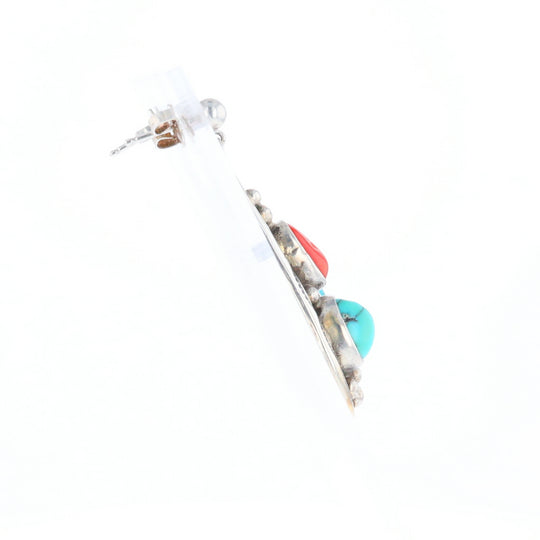 Teardrop Dangle Coral & Turquoise Earrings