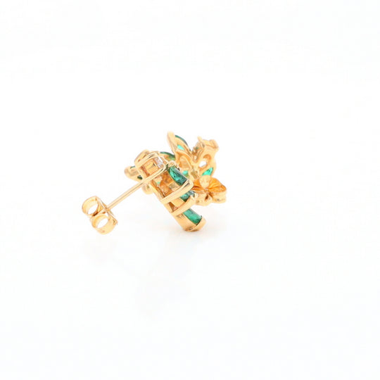 Marquise Emerald Cluster Stud Earrings