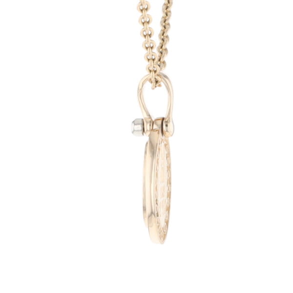 Gold Quartz Pendant Oval Inlaid with .22ctw Round Diamonds Halo (G1)