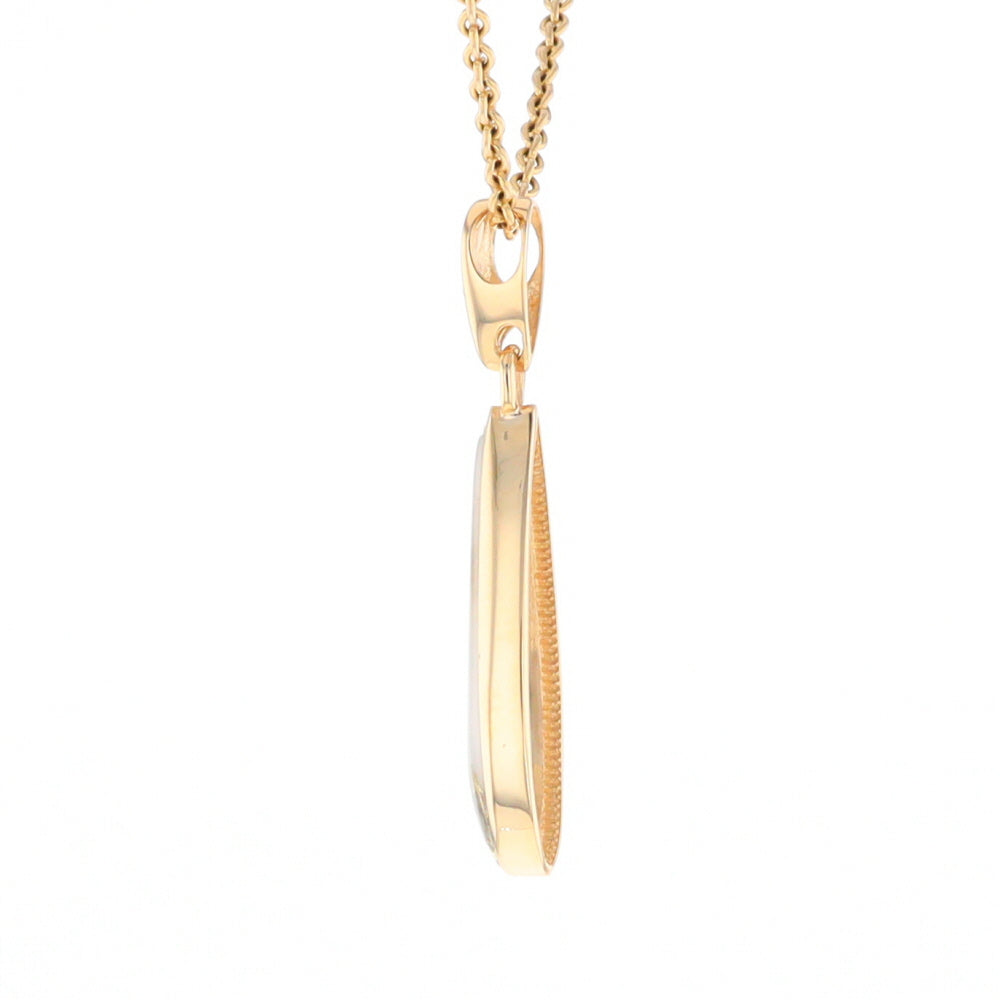 Gold Quartz Pendant Tear Drop Inlaid Design G2