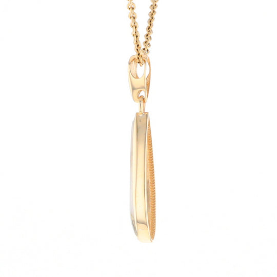 Gold Quartz Pendant Tear Drop Inlaid Design G2