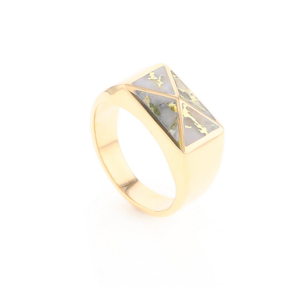 Four Section Gold Quartz Inlaid Men's Ring G2