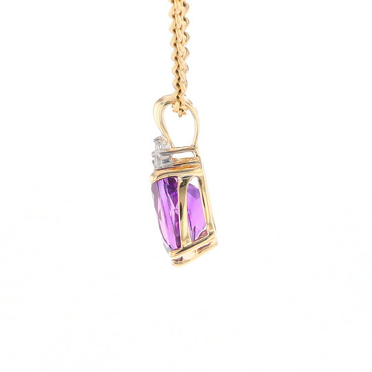 Oval Amethyst Diamond Pendant