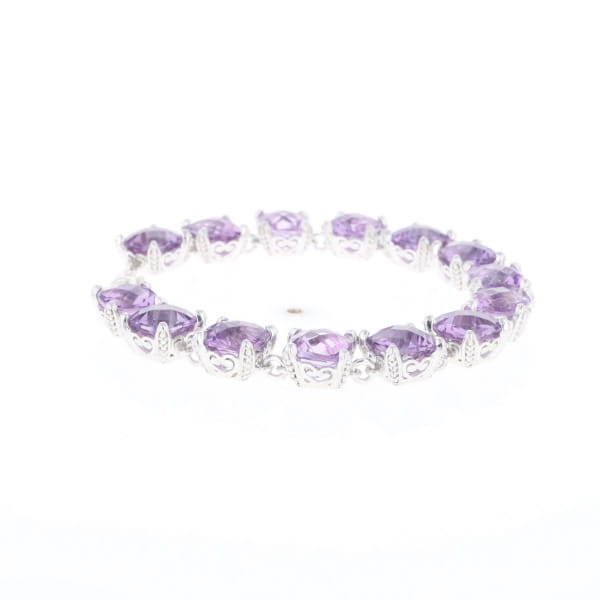Amethyst Bracelet With Silver Filigree