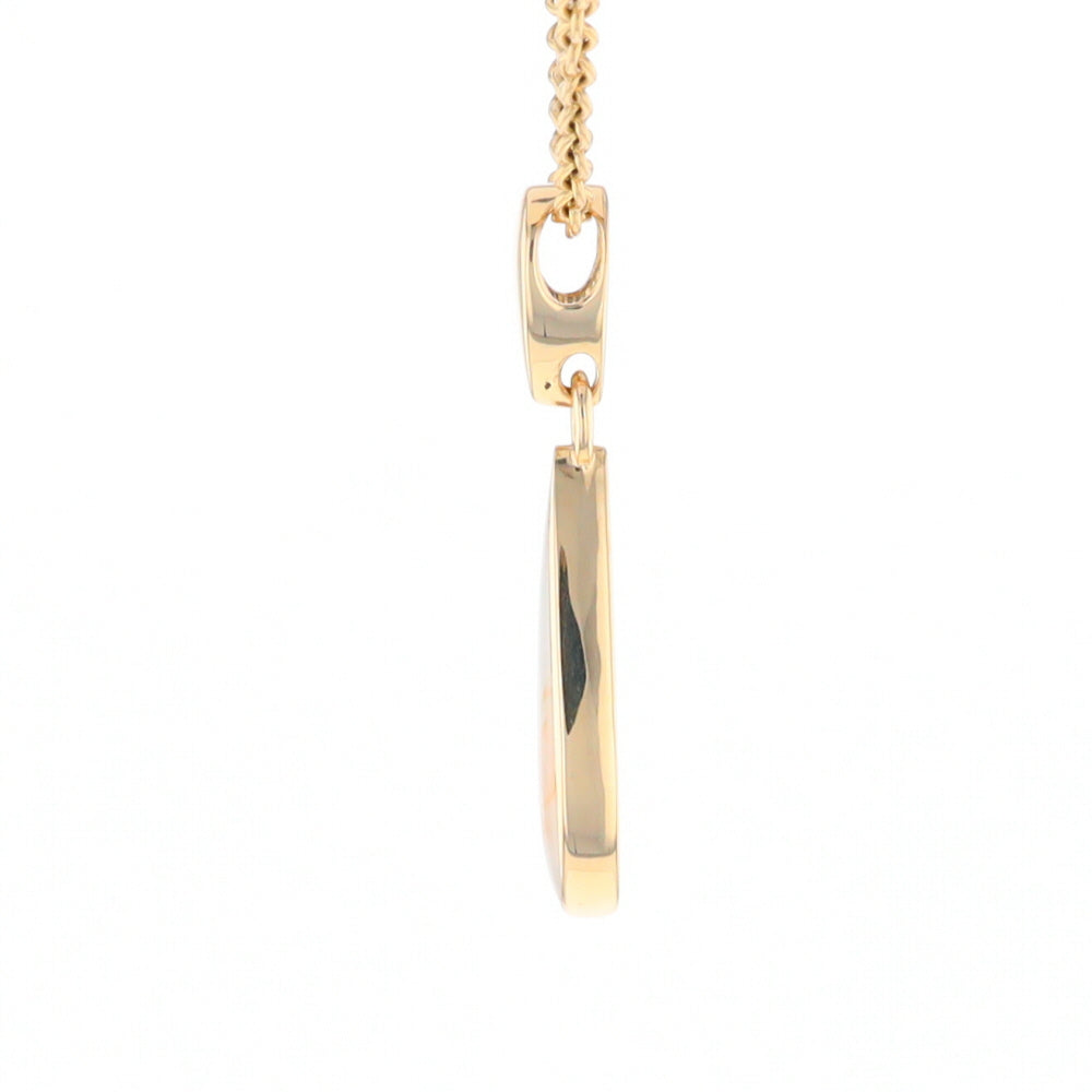 Gold Quartz Necklace Tear Drop Inlaid Pendant