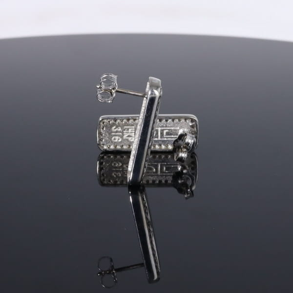 Opal Earrings Rectangle Inlaid with .50ctw Round Diamond Halo Studs