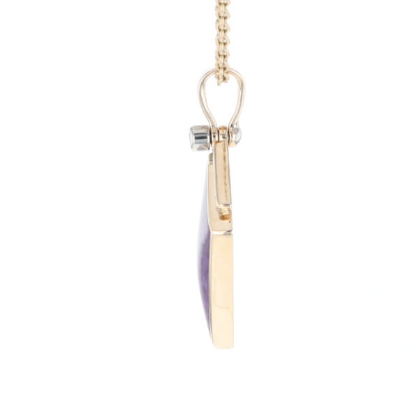 Sugilite Kite Shape Inlaid Pendant with 0.19ctw Diamonds
