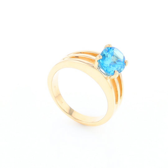 Split Shank Oval Blue Topaz Ring