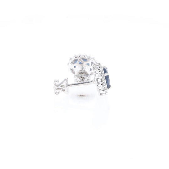 Oval Blue Sapphire Earrings With Halo