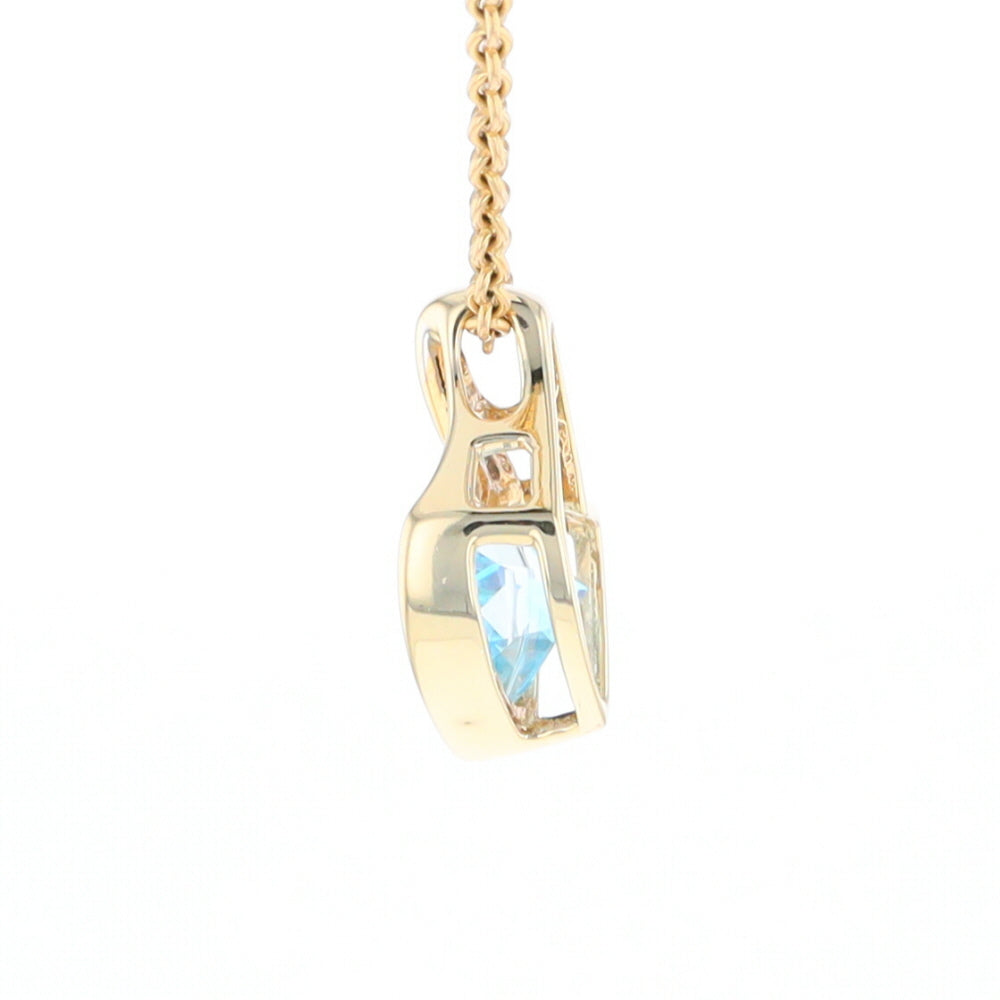 Trillion Blue Topaz Diamond Pendant