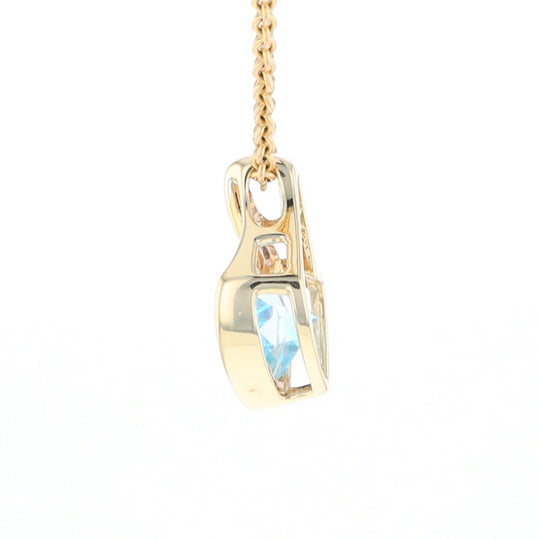 Trillion Blue Topaz Diamond Pendant