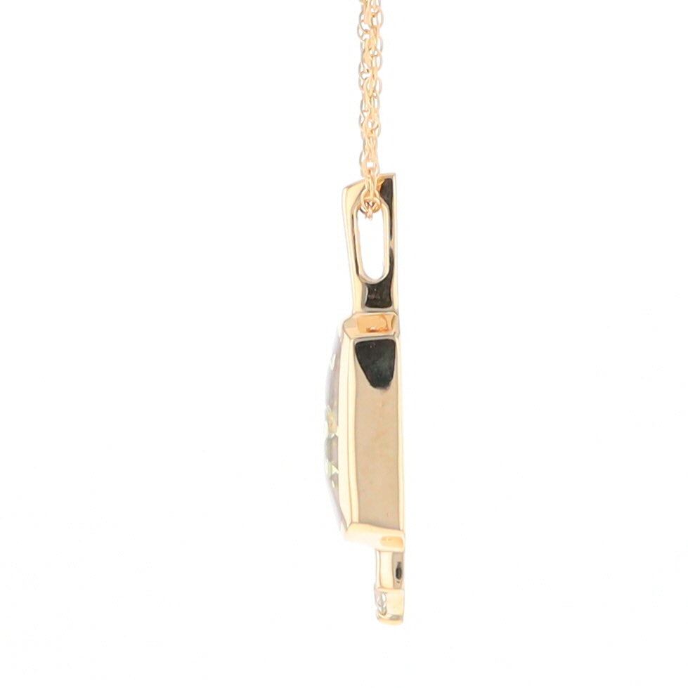 Gold Quartz Pendant with 0.04ctw Diamond Accent