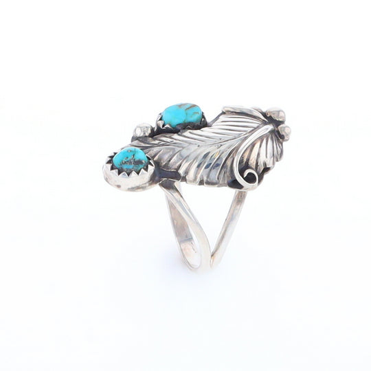 Native Turquoise Feather Ring