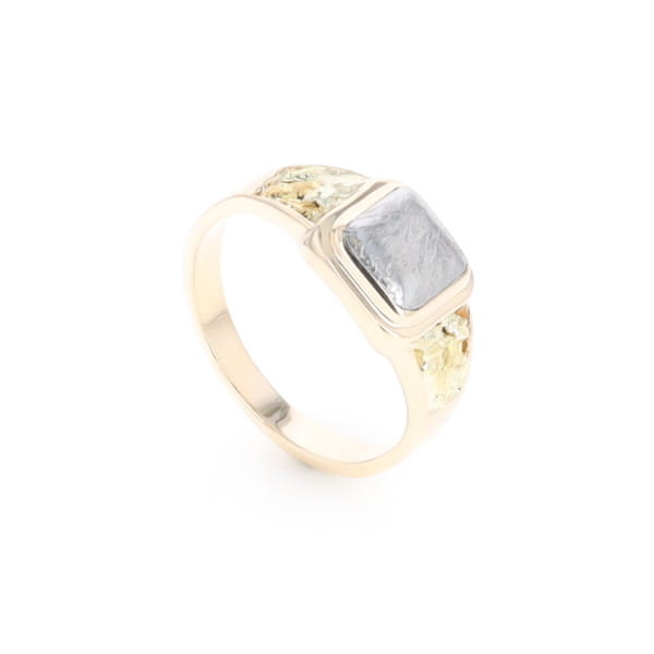 Meteorite & Gold Nugget Ring