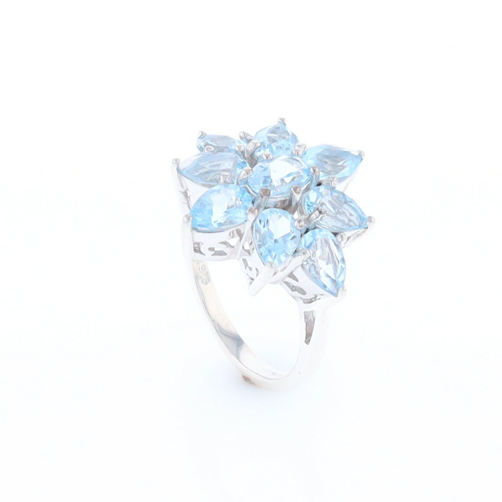 Blue Topaz Flower Ring