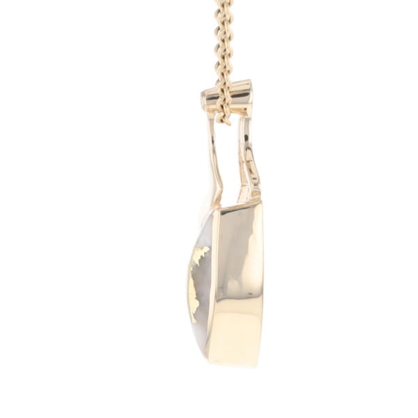 Gold Quartz Triangulare Inlaid Pendant with Diamond Accent