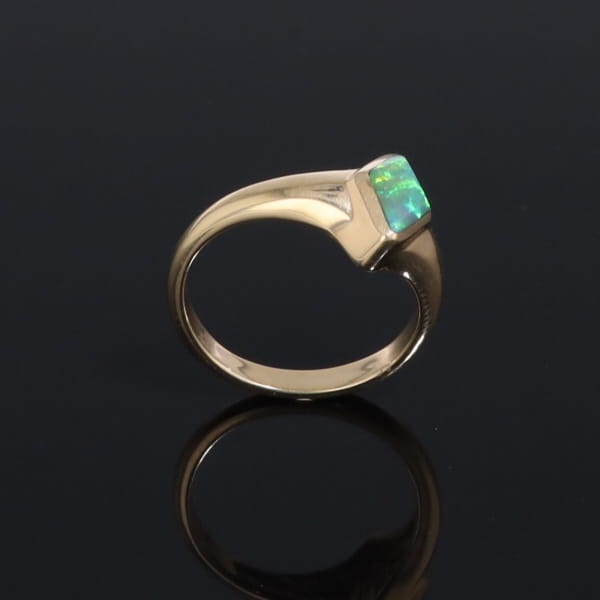 Ethiopian Opal Rings Diamond Shape Inlaid Design