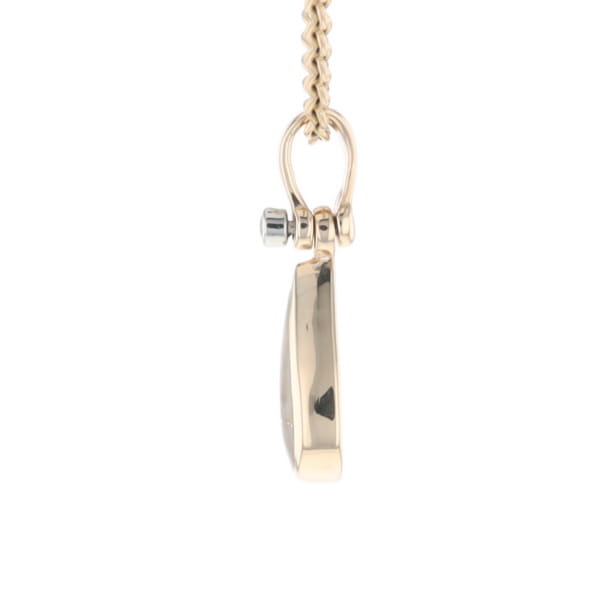 Gold Quartz Pendant Tear Drop Inlaid Design with .02ct Diamond
