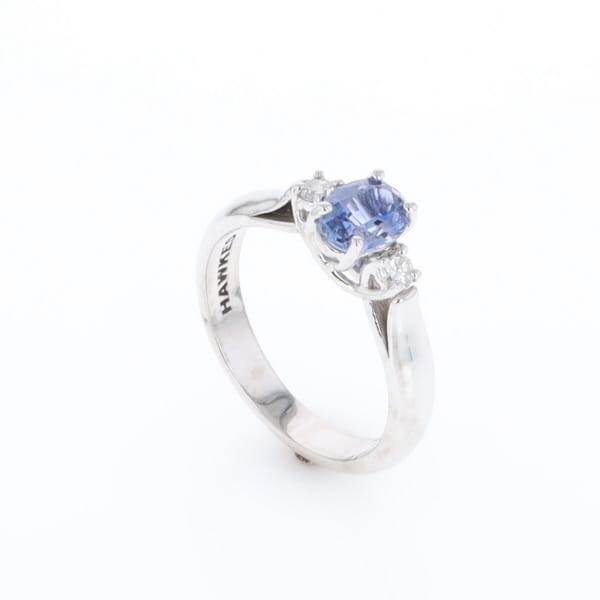 Ceylon Sapphire Three-Stone Trellis Ring