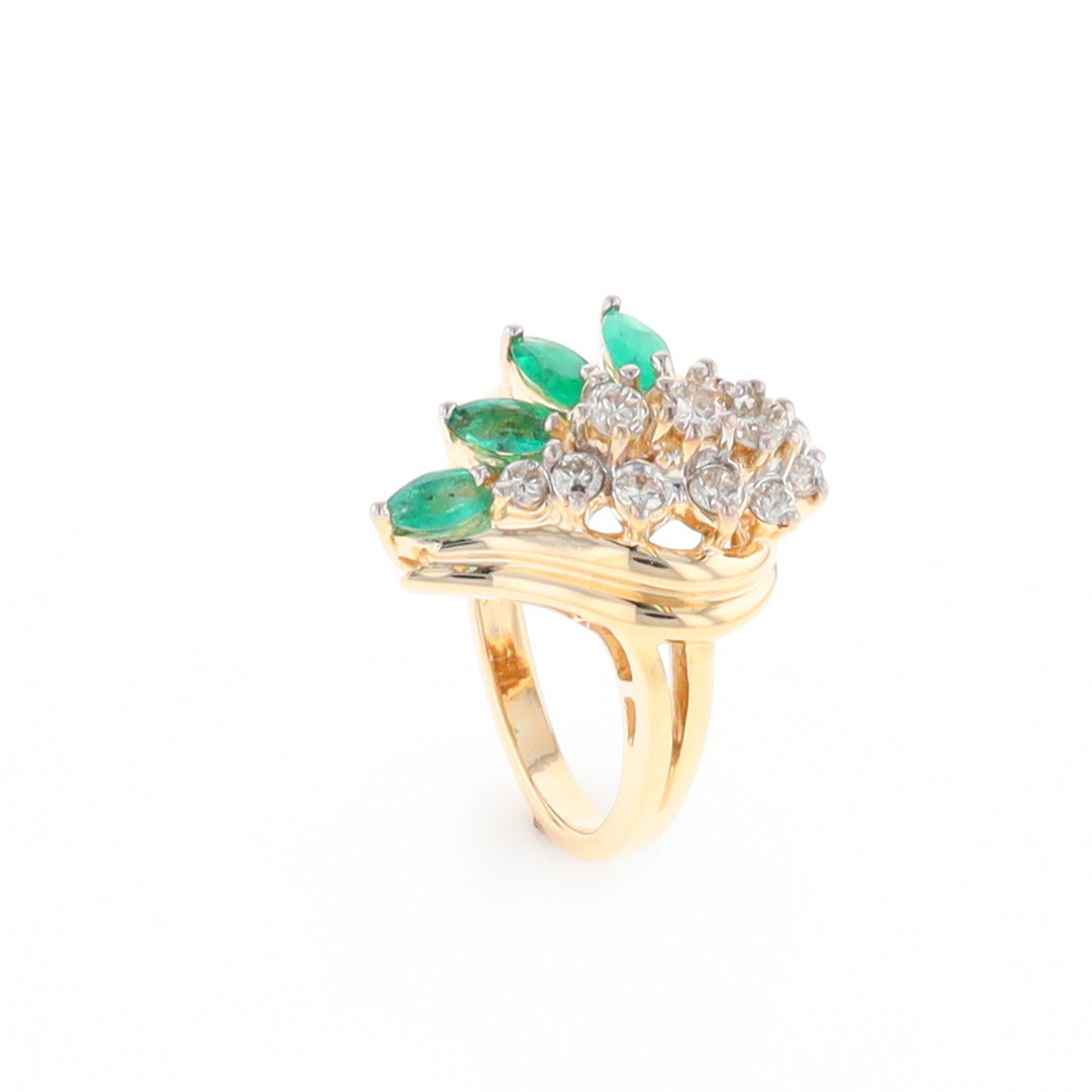 Emerald and Diamond Cluster Ring