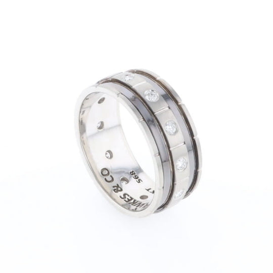 Contemporary Men's Comfort Fit Wedding Band With Diamonds