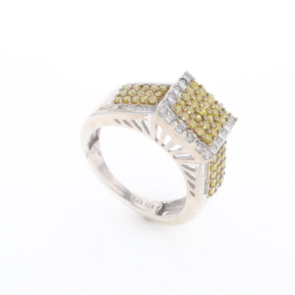 Yellow and White Diamond Filigree Design Ring