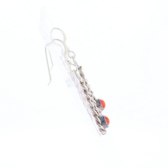 Native American Tear Drop Twist Coral Earrings