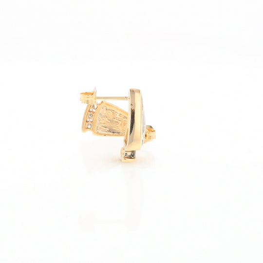 G1 Gold Quartz Earrings Triangle Shape Inlaid Design with .12ctw Diamonds