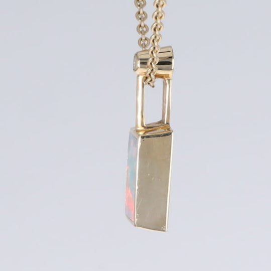 Opal Pendant Rectangle Inlaid Design with .04ctw Round Diamond