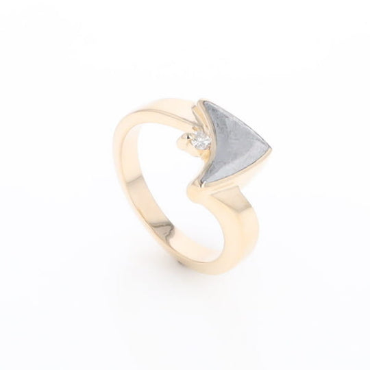 Meteorite Ring Boat Sail Inlaid Design with .04ctw Round Diamond
