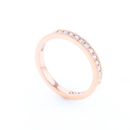 Rose Gold Milgrain Diamond Wedding Band