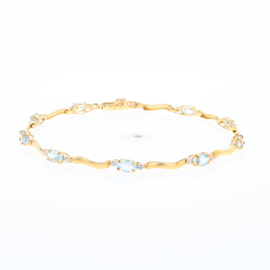 Aquamarine and Diamond Tennis Bracelet