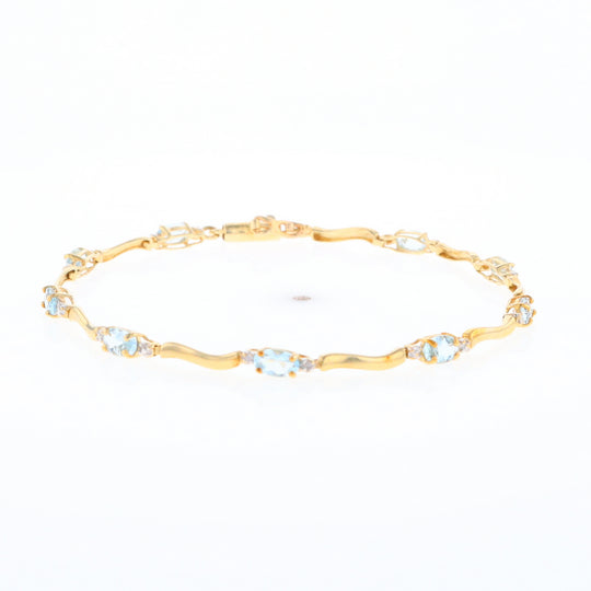 Aquamarine and Diamond Tennis Bracelet