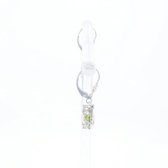 Peridot Dangle Earrings with Diamond Accents